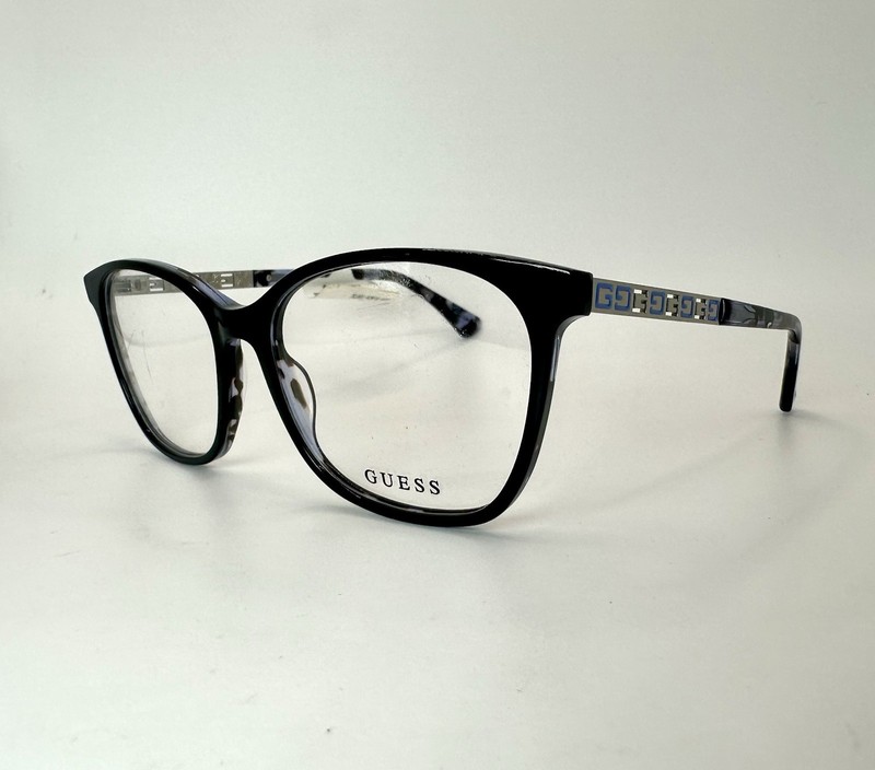 New Authentic Guess Eyeglasses GU2743 001 Black Blue Silver Tortoise 55-16-145