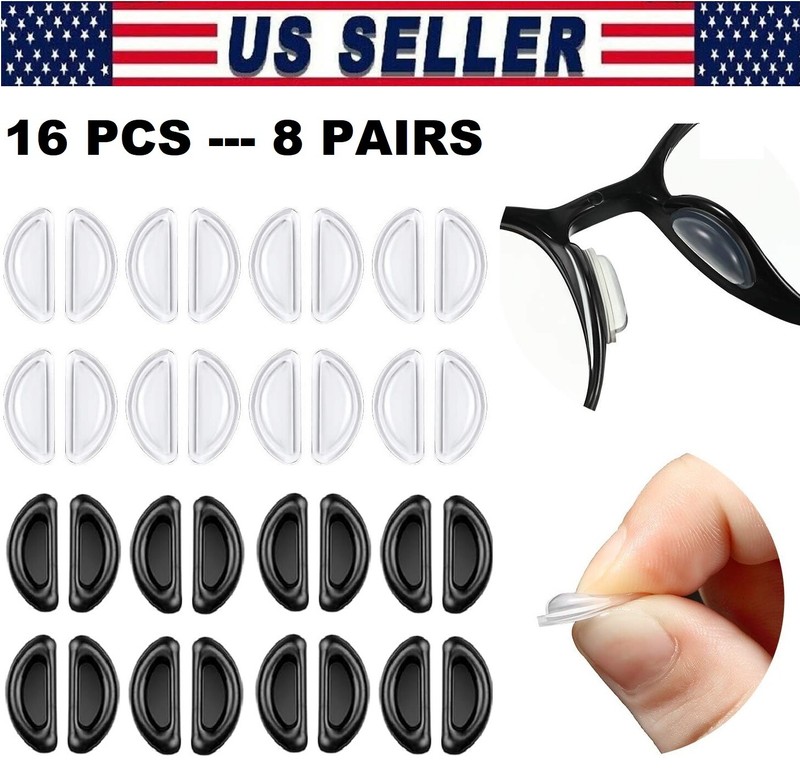 16× Silicone Eyeglasses Anti-slip Stick On Nose Pads Sunglasses Glasses 2 Styles