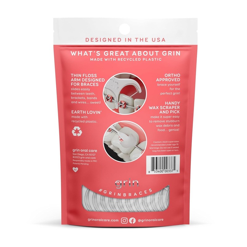 GRIN Braces Flosser, Floss Picks Designed for Braces, 60 Count, Dental Flossers, gallery