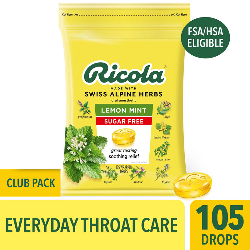 Ricola Sugar-Free Lemon Mint Herb Throat Drops, 105 ct. ea, 210 ct. FREE SHIP gallery