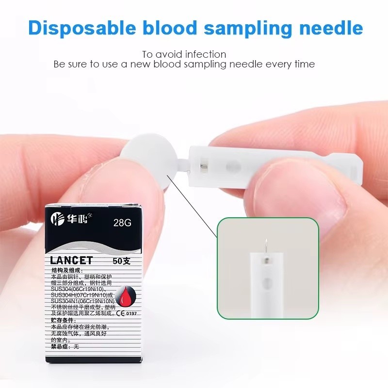 50Pcs Sterile Lancets Kit for 28G Pen Glucose Meter Disposable Needles