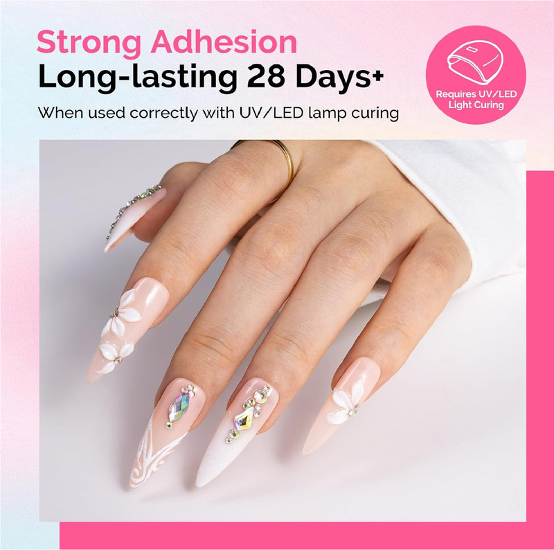 2Pcs Nail Rhinestone Glue, 3D Gel Nail Art Design Strong Adhesive Nail Gem Glue gallery
