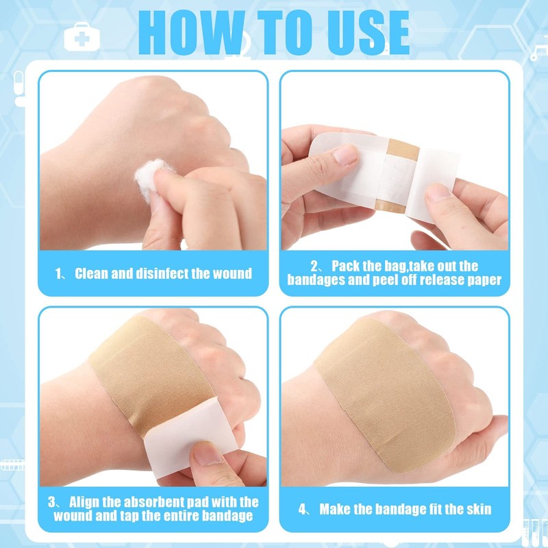 Sinmoe 100 Pcs Large Big Flexible Adhesive Bandages Wound Care Latex Fabric Pe gallery