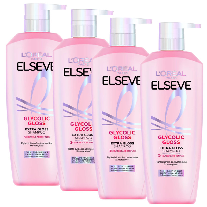 L’Oréal Paris Elseve Glycolic Gloss Extra Gloss Shampoo 620ml x 4