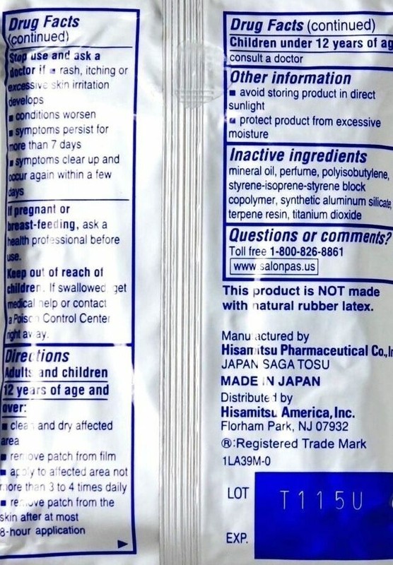 Salonpas Pain Relieving Patch 2.83 x 1.81 Lot of 20/40/60/80/100/120/140 Patches gallery