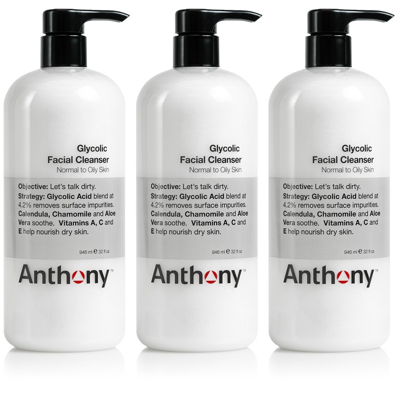 Anthony Glycolic Facial Cleanser 32 Oz (Pack of 3)