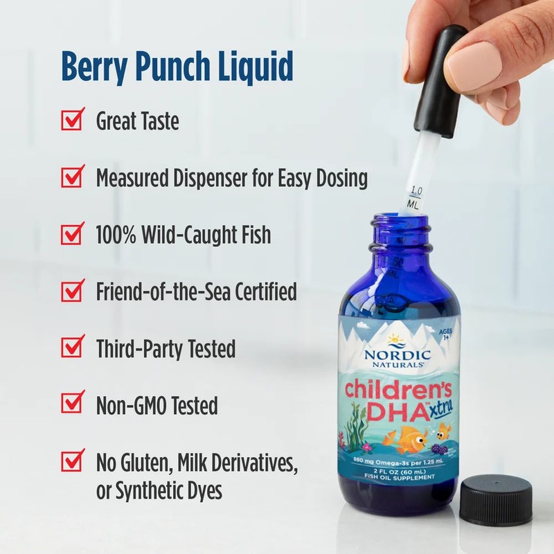 Nordic Naturals Children's DHA Xtra - Concentrated Omega-3 for Kids, Berry, 2 oz gallery
