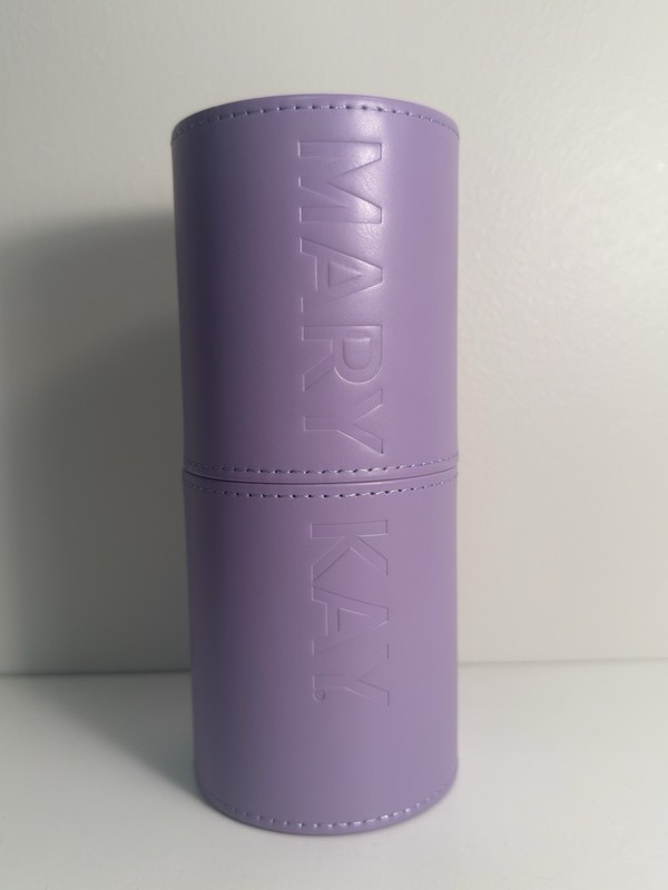 Mary Kay Purple Faux Leather Cylinder Makeup Case Hard Case 7 in