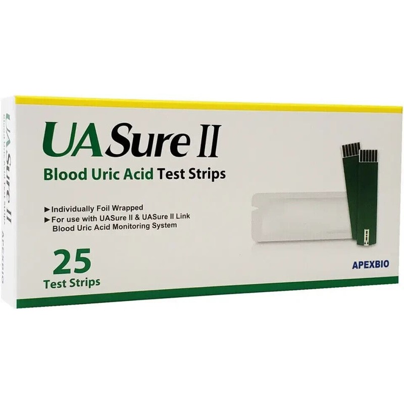 UaSure II Uric Acid Test Strips 25/75/125pcs Gout Monitor Kit (1/3/5 Box)