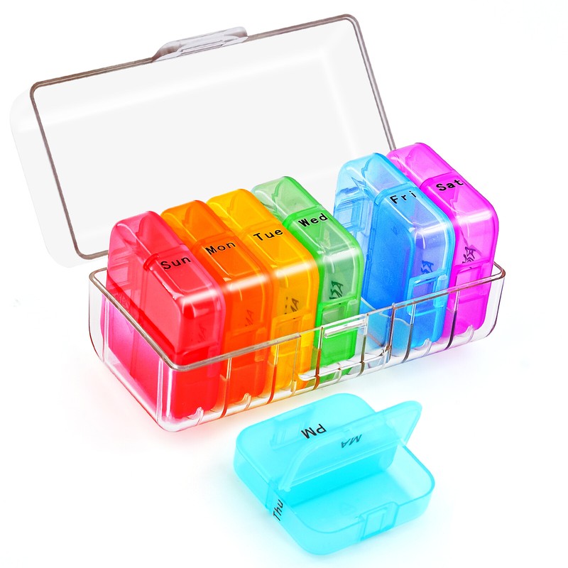 7 day Pill Case Organizer Pill Storage Weekly Twice a day Tablet Vitamin Daily