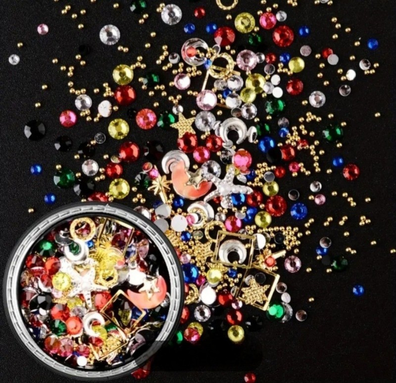 NWT NAIL ART DESIGN GEMS, BEADS & FINDINGS MIXTURE: PRIME COLORS CRYSTAL! gallery