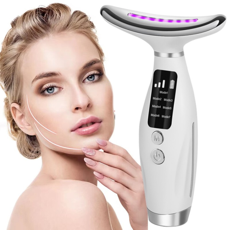US 7 in 1 Facial Massager LED Light Therapy Face Neck Lift Anti-Wrinkle Device gallery