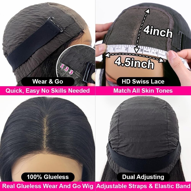 Wear and Go Glueless Wigs Human Hair Pre Plucked Pre Cut Lace No Glue Body Wave gallery