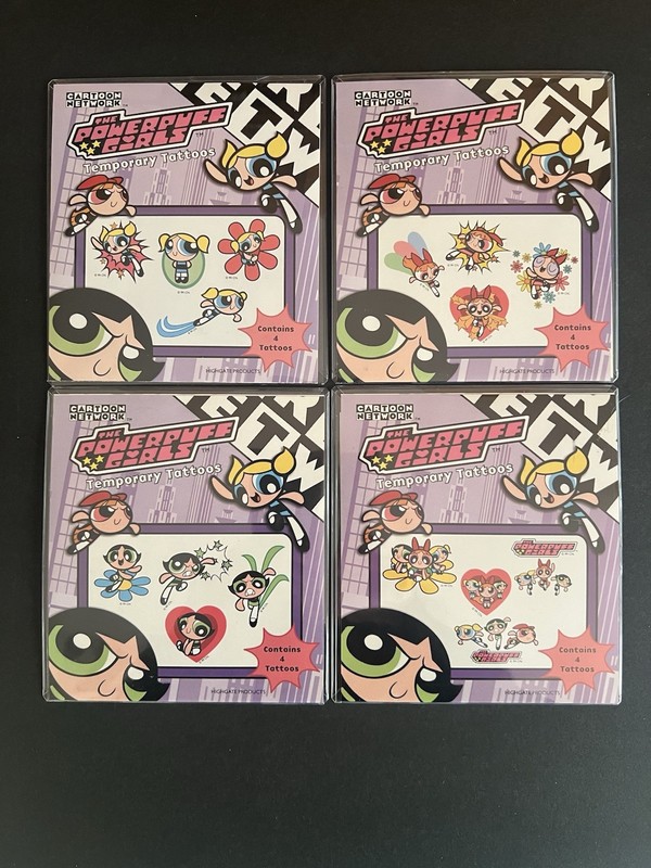Highgate Vintage Temporary Tattoos The Powerpuff Girls 1999 Set Of 4