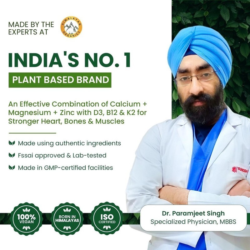 Himalayan Organics Plant Based Calcium Magnesium + Zinc - Vitamin D3+k2 - 120Cap gallery