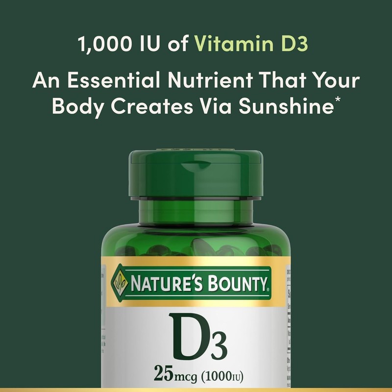 Nature's Bounty Vitamin D3 1000 100 mg Soft Gels, 120 120 Count (Pack of 1) gallery