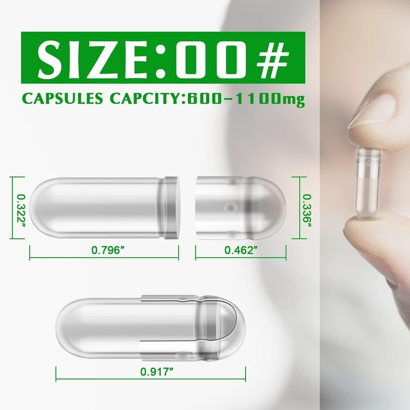 1/2/5/10K Empty Gelatin Capsules Size 00 Joined Clear Non-gmo Kosher Halal gallery