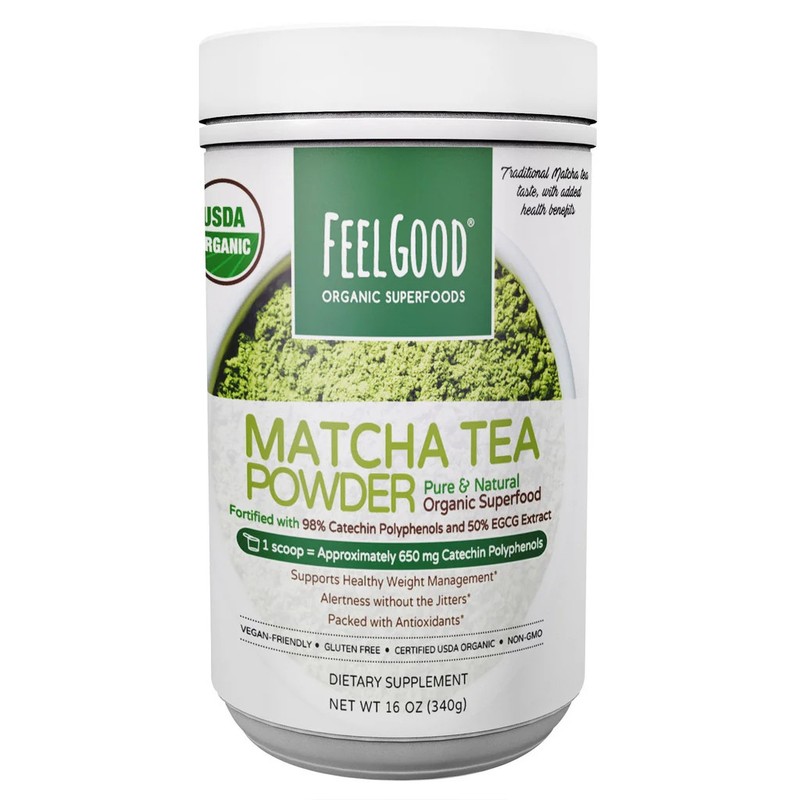 Feel Good USDA Organic Matcha Powder – 16 Oz, 151 Servings, Green Tea Extract