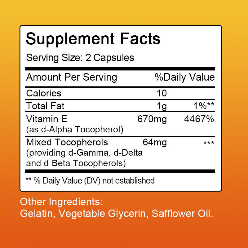 Vitamin E Oil 120 Softgels | Vit E Capsules for Hair Skin Nail Face Health Vegan gallery