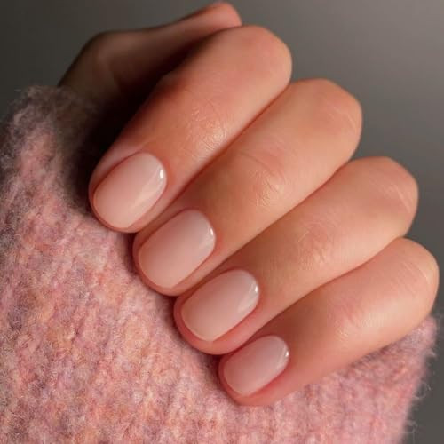 48 Pcs Square Press on Nails Short Length, Press on Nude Nails square nude