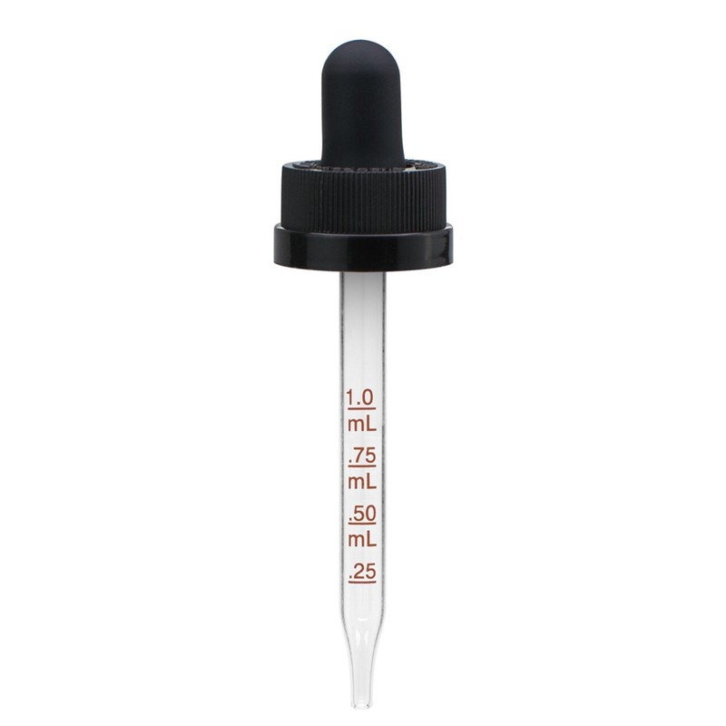 72 Pcs, 20-400 Black PP Child-Resistant Glass Dropper with Graduated Marks
