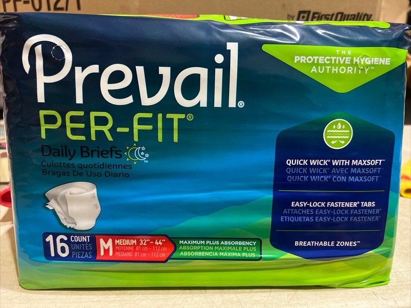 Prevail Per-Fit Maximum Absorbency Incontinence Briefs Adult Diapers Medium 96Ct