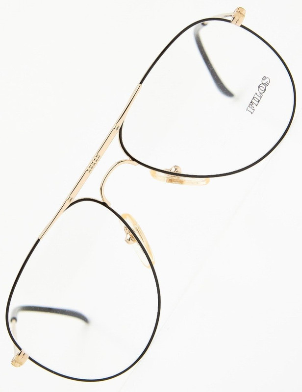 FILOS 5207 37 54 Gold/Black Rocker Bicker Pilot Glasses Vintage 80s👓Unisex