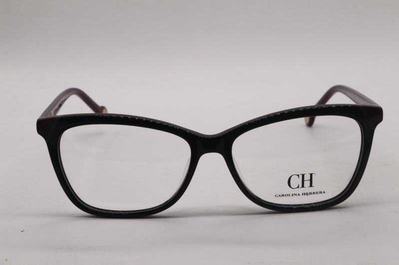 NEW CAROLINA HERRERA VHE806K COL.0700 BLACK BLUE BORDEAUX AUTHENTIC EYEGLASSES - gallery