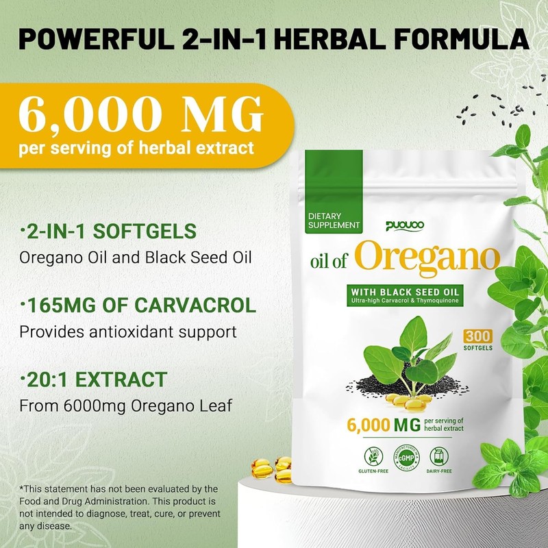 Resilia Oil Of Oregano With Black Seed Oil 6,000MG 300 Softgels (Fast Delivery) gallery