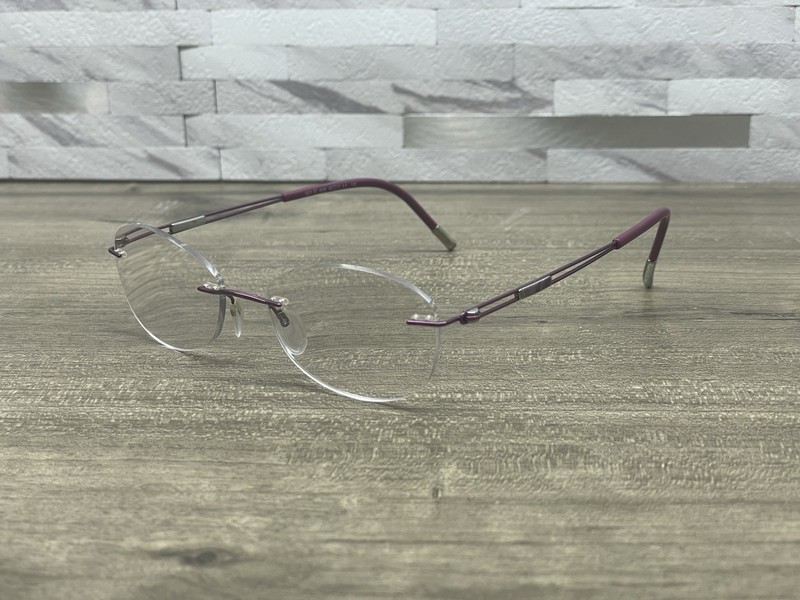 SILHOUETTE 5521 FE 4040 Purple Oval Rimless Eyeglasses 48[]17-135 FRAMES ONLY