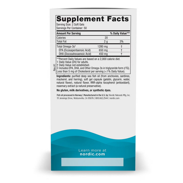 Nordic Naturals Ultimate Omega 1280mg Omega-3 100 Softgels Lemon Exp 02/2028 gallery