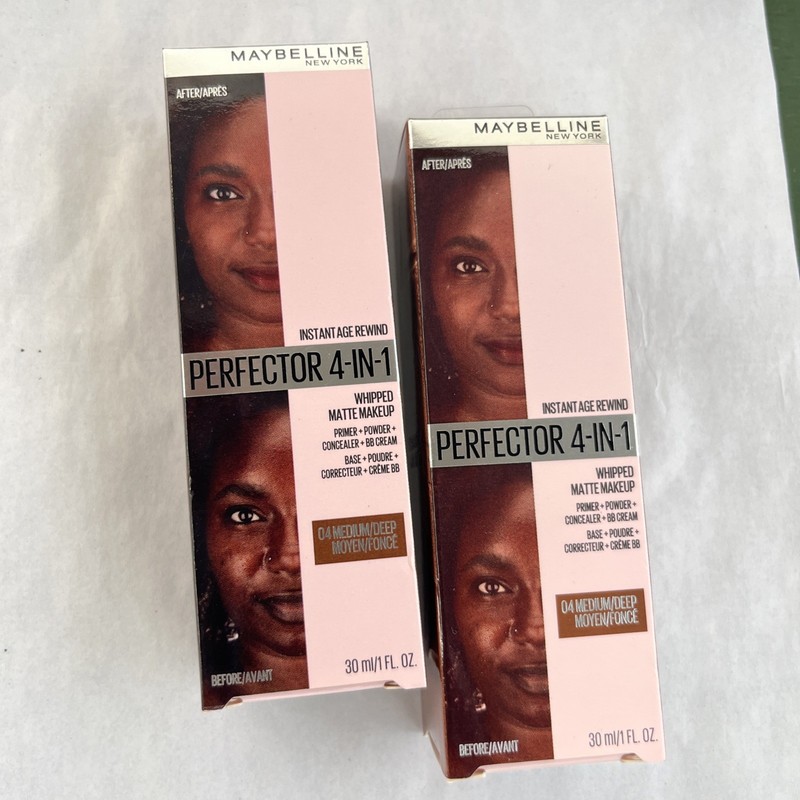 2 packs Maybelline Protector 4 – 1 Whipped Mate Makeup 04-Medium Deep