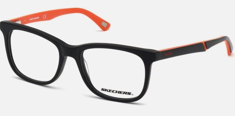 New KIDS Skechers SE-1166 002 Matte Black & Orange Eyeglasses 49/16/135