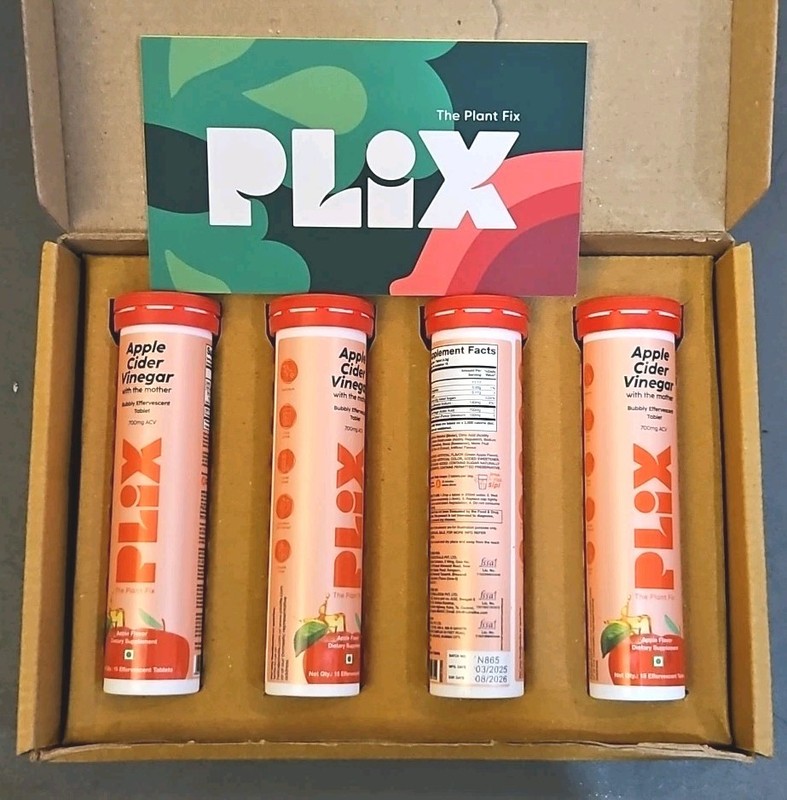 PLIX – THE PLANT FIX Apple Cider Vinegar 15 Effervescent Tablet Pack of 4