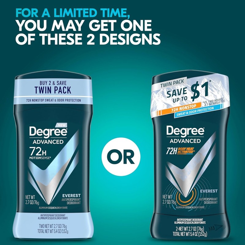 Degree Men Advanced Antiperspirant Deodorant Everest 2 Count 72-Hour Sweat and O gallery
