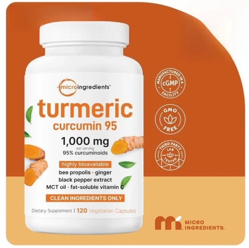 Turmeric Curcumin Supplement 1000mg 95% Curcuminoids Black Pepper/MCT/Bee Prop gallery