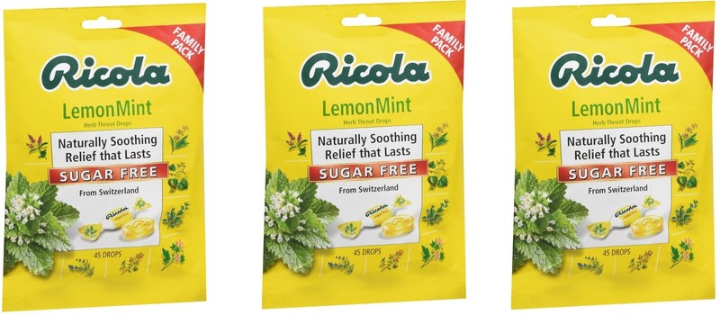 Ricola Bag Family Sugar Free Lemon Mint Drops 45ct (3 Pack)