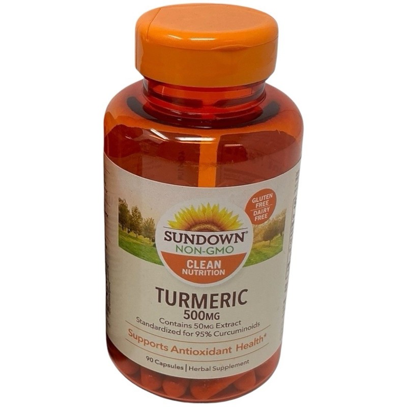 Sundown Non-GM0 Turmeric Capsules, 500mg 90 Capsules, Supports Antioxidant