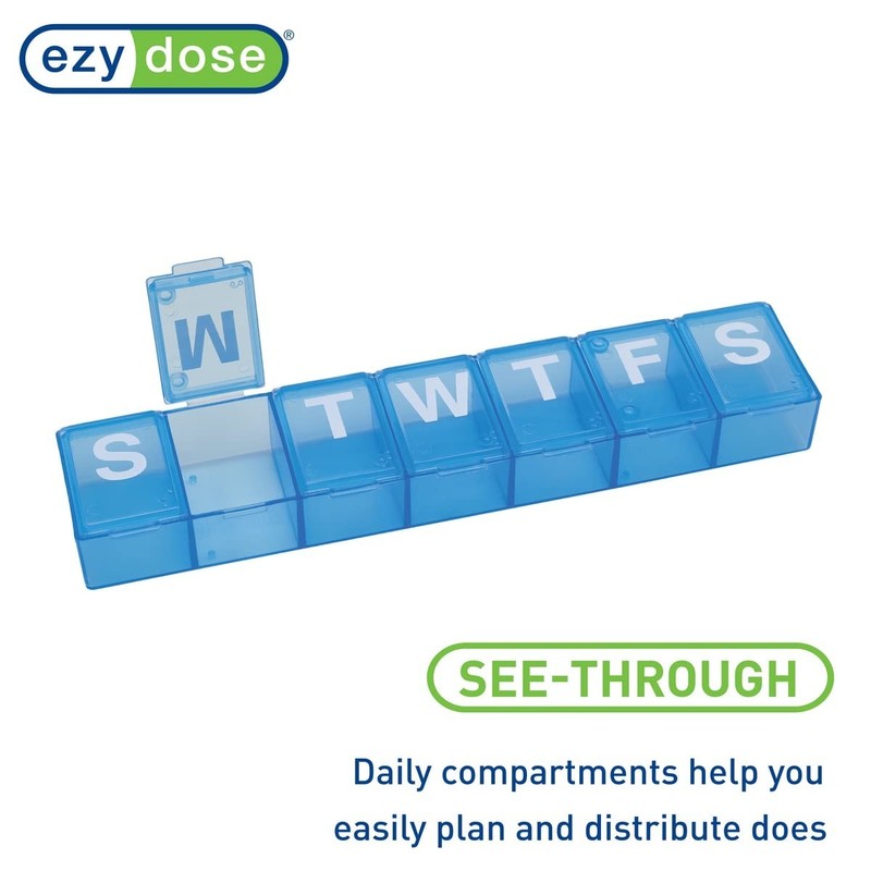 Compact 7-Day Pill Organizer in Blue - Perfect for Vitamins and Medications gallery