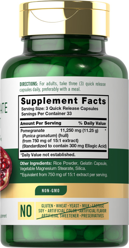 Pomegranate Extract Capsules | 11,250 mg | 100 Count | Non-GMO | by Carlyle gallery