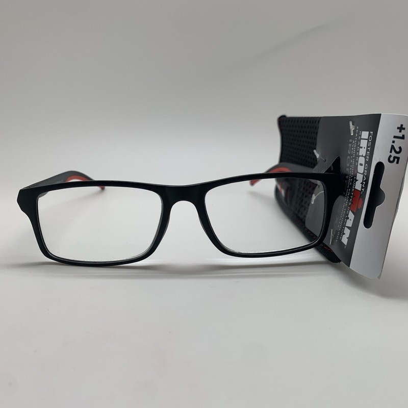 Y79 Ironman FOSTER GRANT IM2000 BLK 1.25 Black & Red Reading Glasses READERS