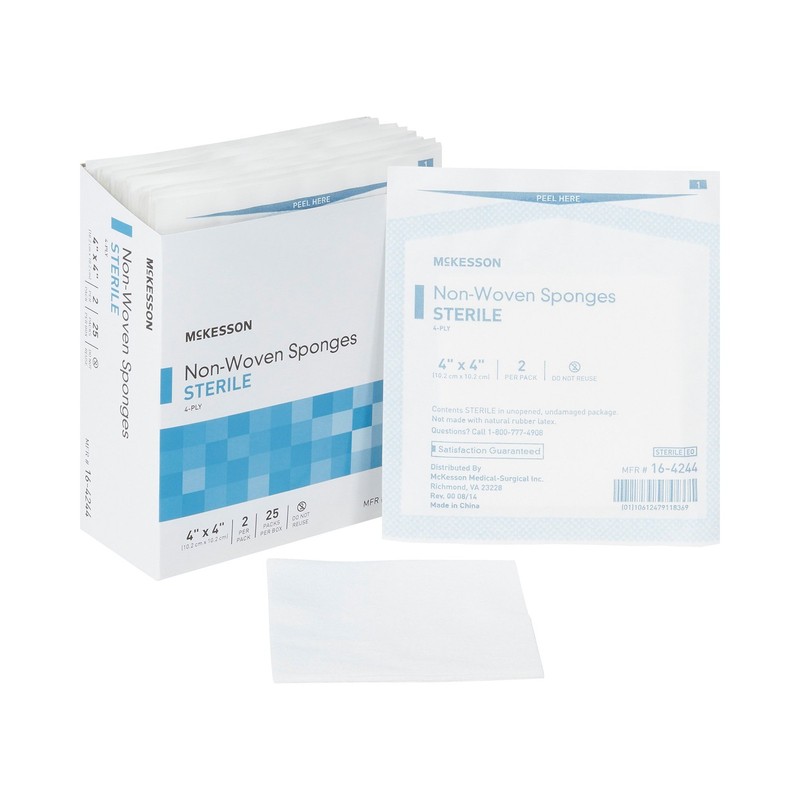 50 Ct McKesson 4-Ply Non-woven Gauze Sponge Sterile 4 x 4" 2 per Pack 25 Pack gallery