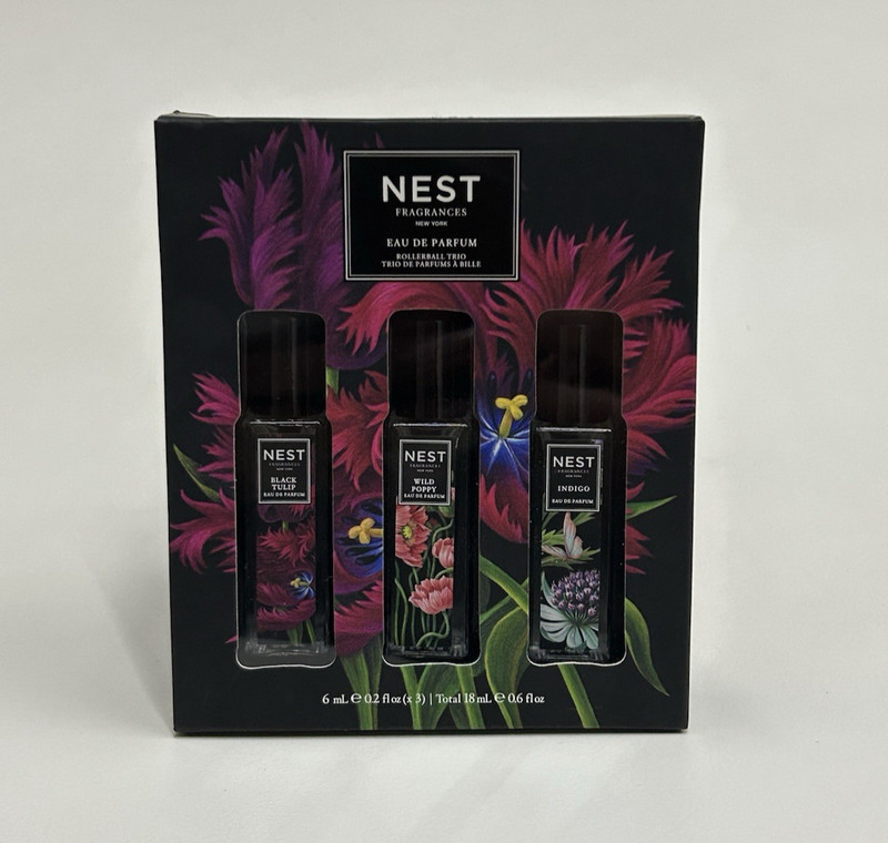 Nest New York Eau De Parfum Rollerball Trio Set Black Tulip Indigo Wild Poppy