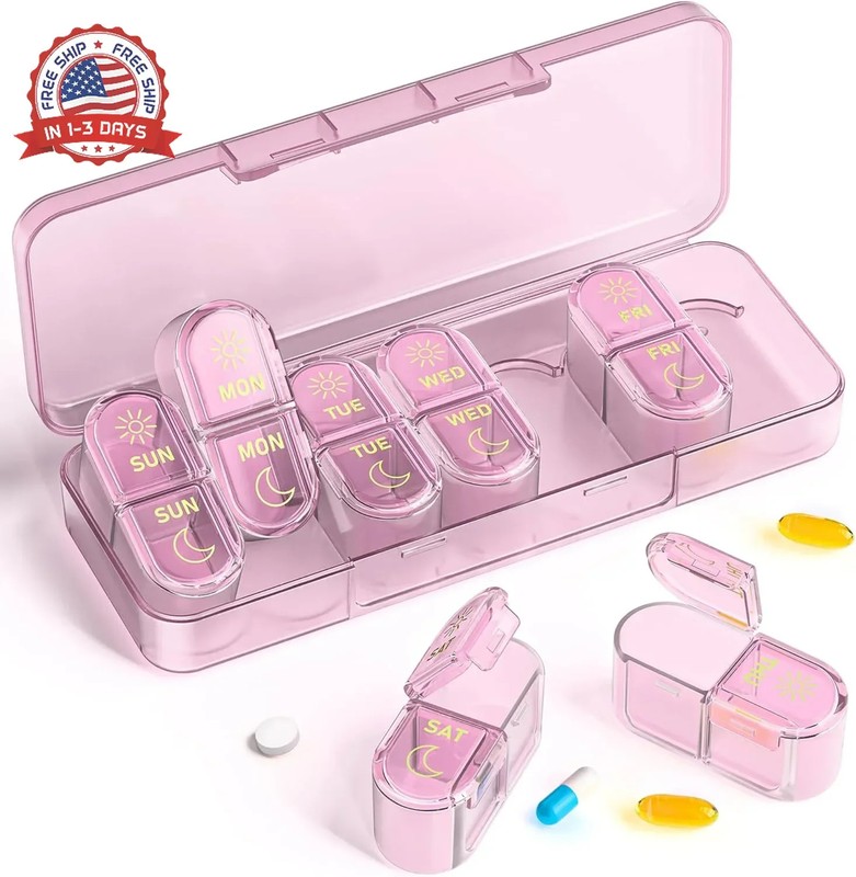 Pillex Pill Organizer 2 Times a Day, AM PM Pill Organizer 7 Day, Weekly Pill Box
