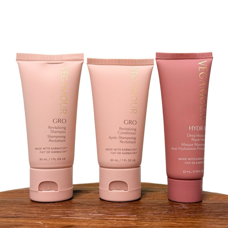 VEGAMOUR GRO Revitalizing Shampoo & Conditioner Travel Set 1oz + Hydr-8 Mask