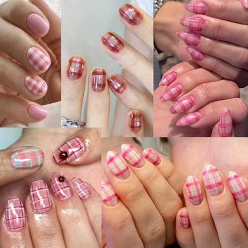 Nail Foil Transfer, 10 Rolls/Box Pink Nail Stickers Transfer Sheets Plaid gallery