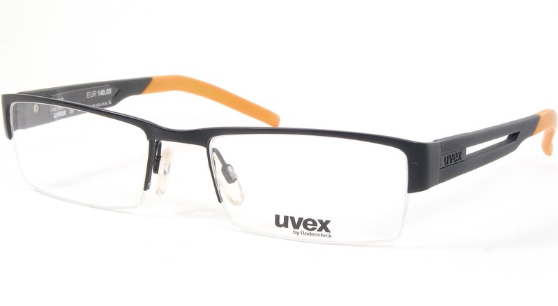 UVEX by Rodenstock U 7006 A MATTE BLACK /ORANGE UNIQUE RARE EYEGLASSES 52-18-140