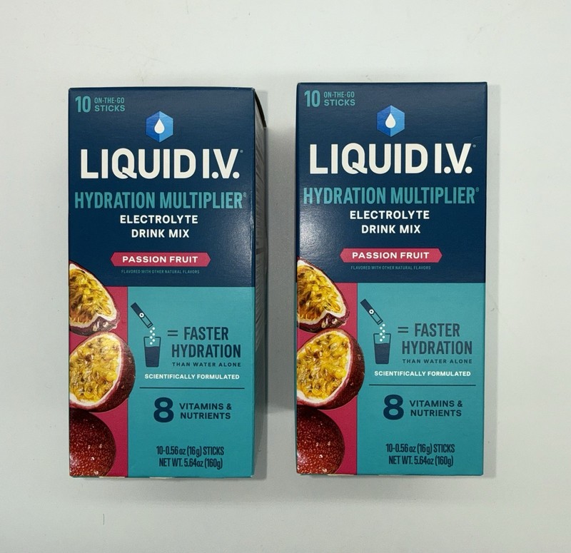 LIQUID I.V. Hydration Multiplier Passion Fruit Electrolyte Drink Exp 1/28 20 Ct