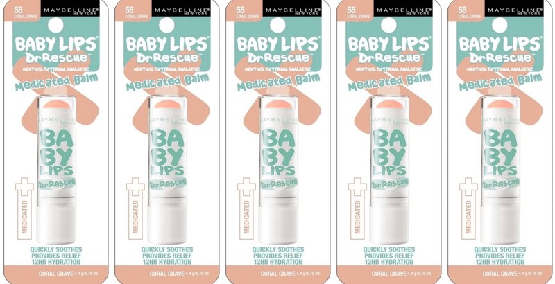 5 Pack: Maybelline Baby Lips Moisturizing Lip Balm #55 Coral Crave 0.15 oz