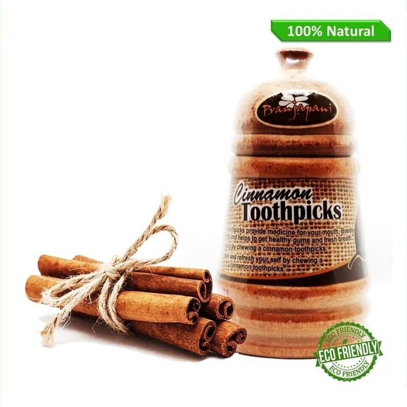 2x Ceylon 100% Natural Cinnamon Toothpicks 100 pcs With Woodn Bell Shape Holder